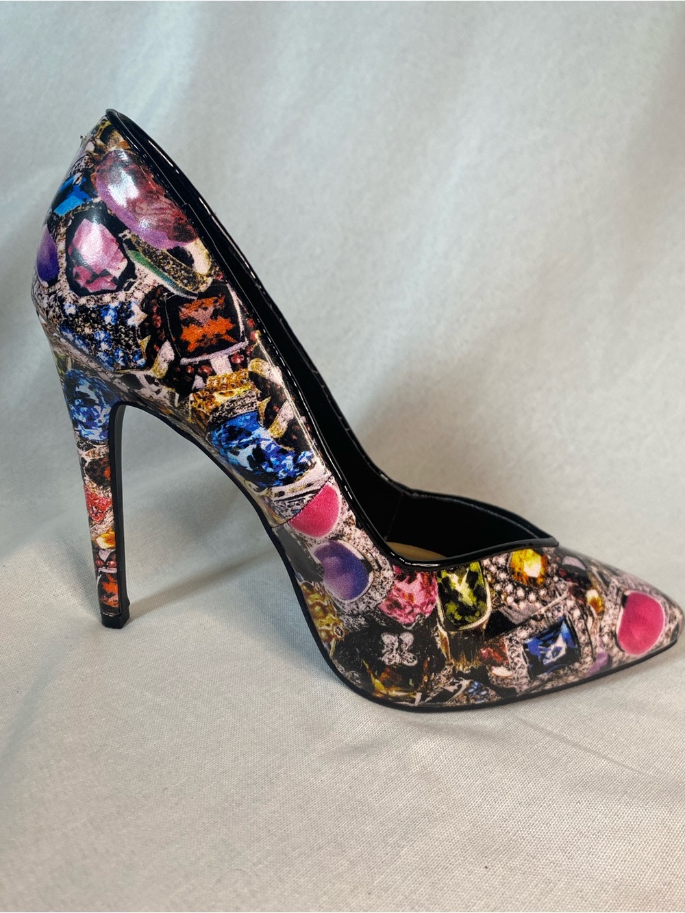 JustFab Multicolor Gemstone-Print Stiletto Heels